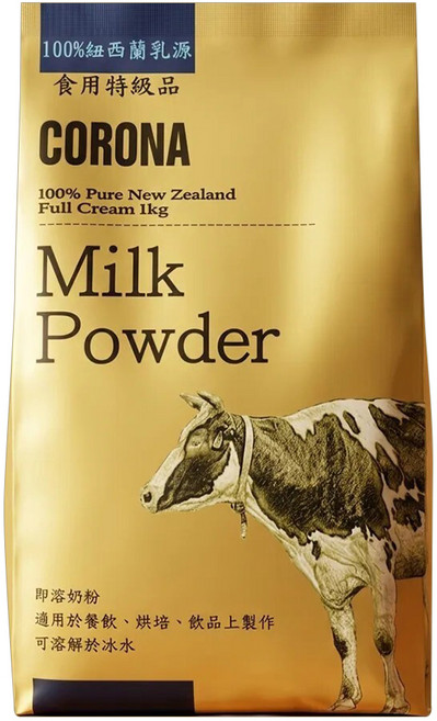CORONA 紐西蘭全脂奶粉, 1kg, 1個