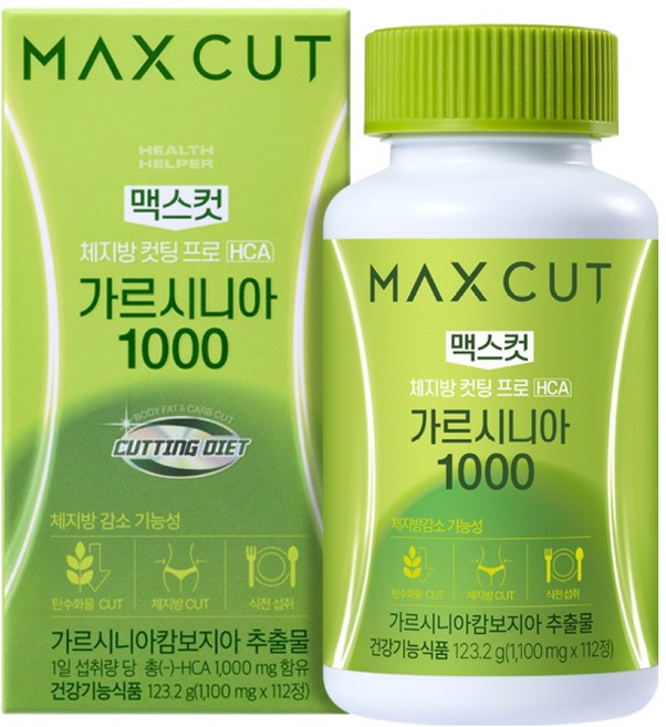 헬스헬퍼 맥스컷 체지방 컷팅 프로 HCA 가르시니아 1000 123.2g, 1개, 112정