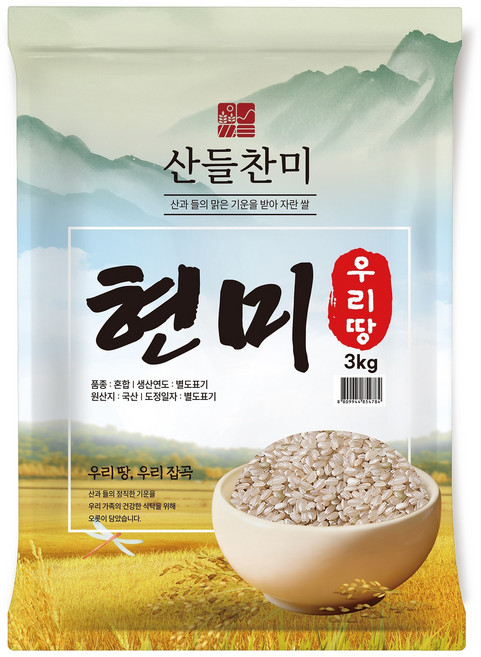 산들찬미 국내산 우리 땅 현미, 3kg, 1개