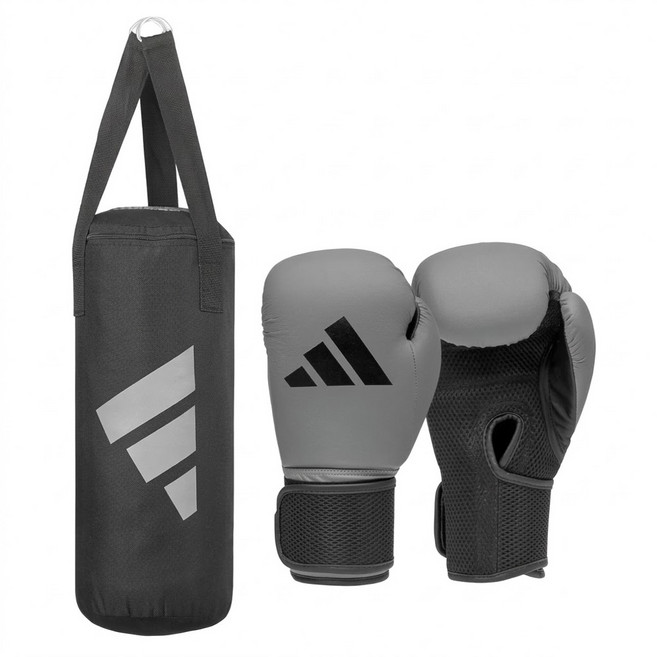 adidas 愛迪達 Youth Kit 兒童拳擊沙包組 ADIBPKIT22 8oz, 灰色 + 黑色