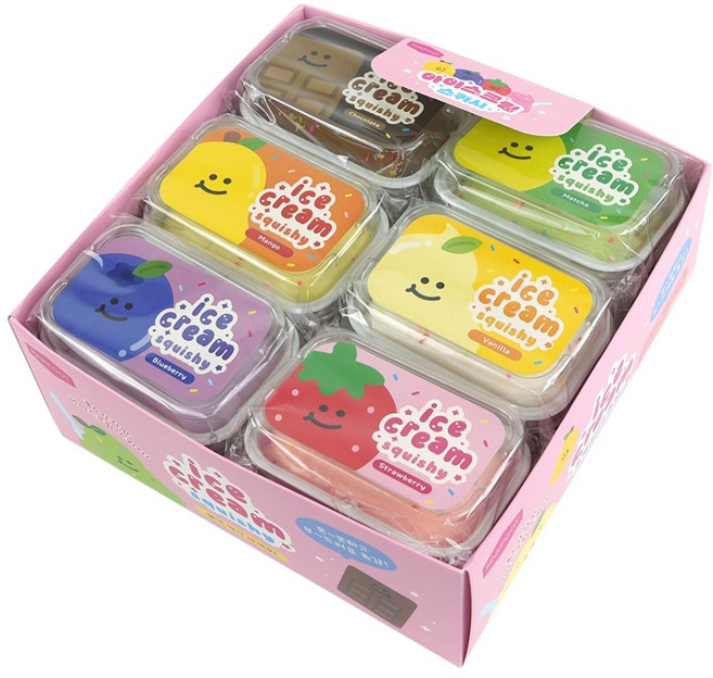 핑크풋 아이스크림 스퀴시 37g x 6종 x 2p 세트, 초코, 말차, 망고, 바닐라, 블루베리, 딸기, 1세트