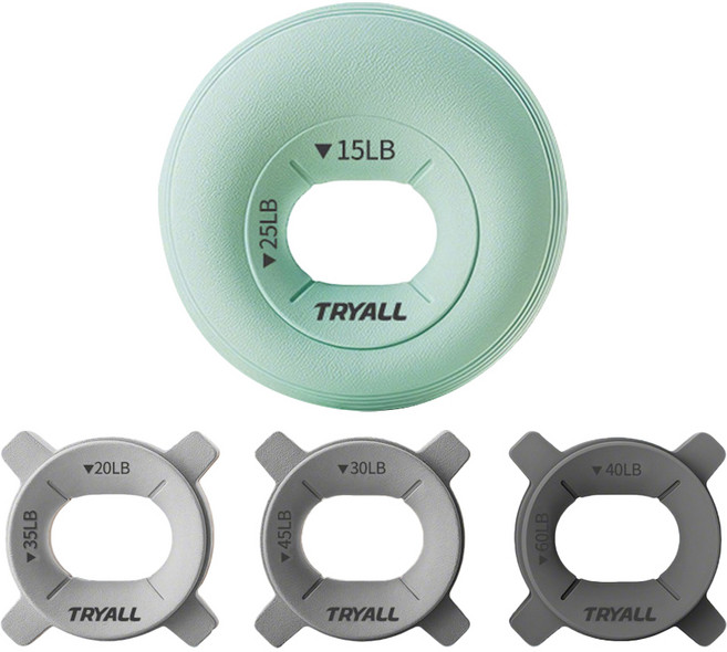 TRYALL 創豪 矽膠握力圈組 外圈 + 內圈 3個 15~60LB, 綠色, 1套