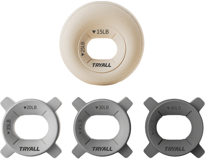 TRYALL 創豪 矽膠握力器/握力環 單外圈 + 單內圈 3個 15~60lb, 卡其色, 1套