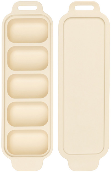 MOTHER-K HUG 鉑金矽膠副食品製冰盒 5格, 奶油白, 1個, 250ml
