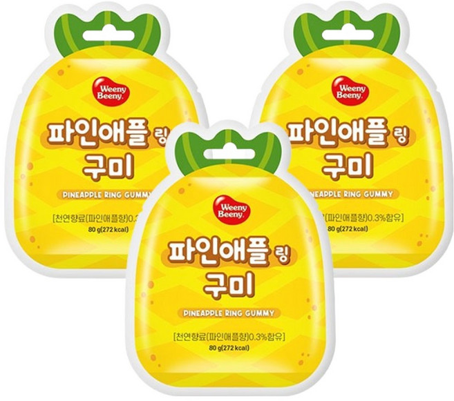 위니비니 파인애플모양 구미, 80g, 3개