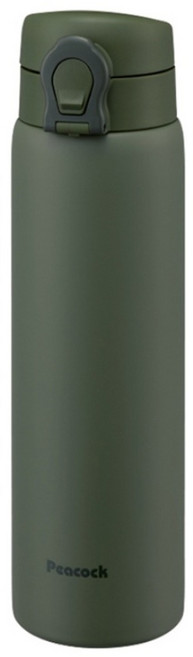 Peacock 日本孔雀 鎖扣式可拆洗不鏽鋼保冷保溫杯, 軍綠色, 1個, 500ml
