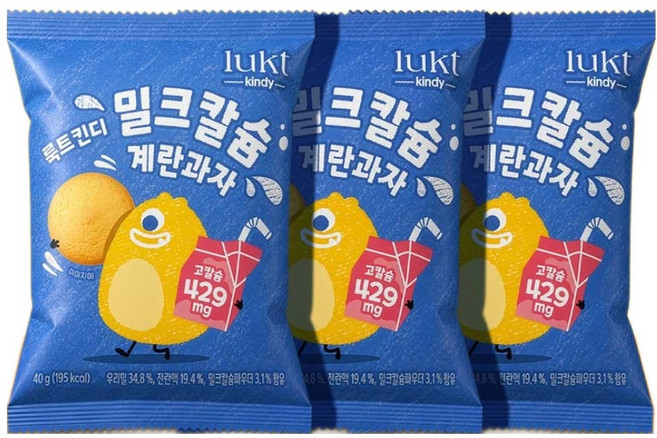 룩트킨디 밀크칼슘 계란과자, 40g, 3개, 계란