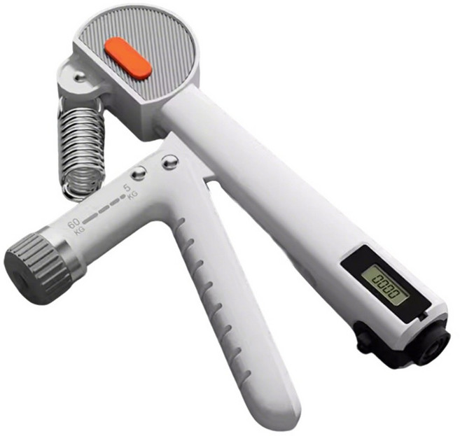 SUnORO 5~60kg可調式電子計數握力器 防滑手腕手指訓練器, 白色, 1個