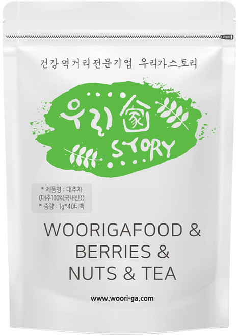 wooriga. 韓國產紅棗茶 茶包, 1g, 1個, 40入
