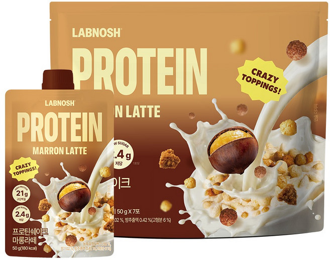 Labnosh 高蛋白奶昔 栗子拿鐵 7入, 350g, 1個