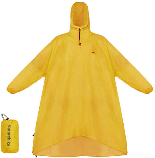 Naturehike 挪客 帶袖輕量雨衣 附收納袋, 琥珀黃, 1個