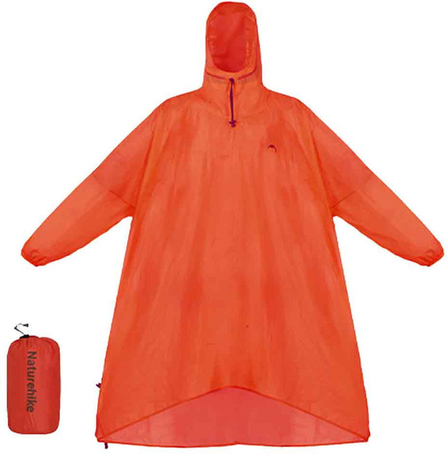 Naturehike 挪客 帶袖輕量雨衣 附收納袋, 橘紅色, 1個