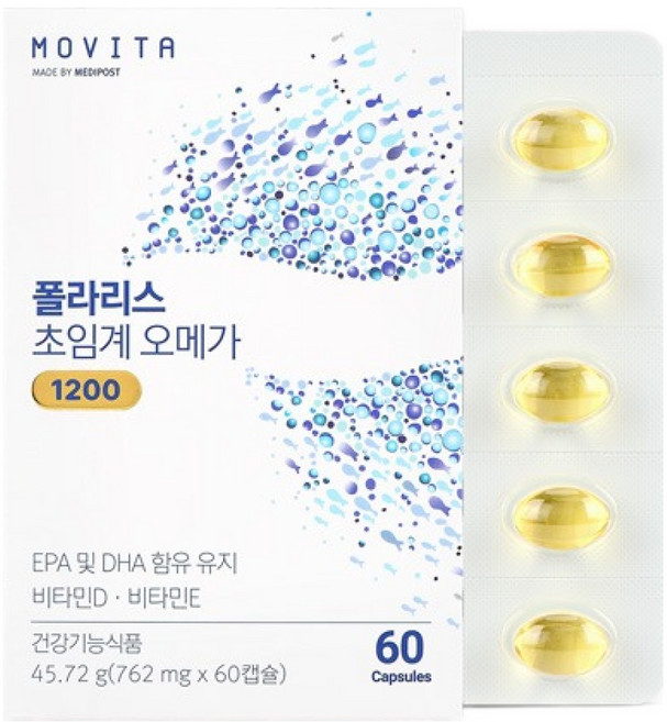 MOVITA Polaris 超臨界 1200 EPA DHA rTG Omega-3 45.72g, 1個, 60錠