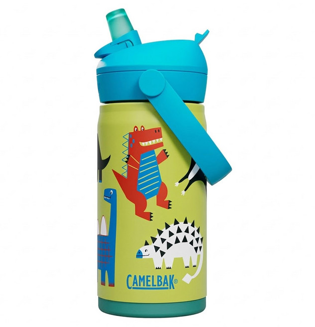 CAMELBAK 兒童 Flip Straw 350ml 咬嘴吸管不鏽鋼保冰 保溫瓶 恐龍聚會 1個