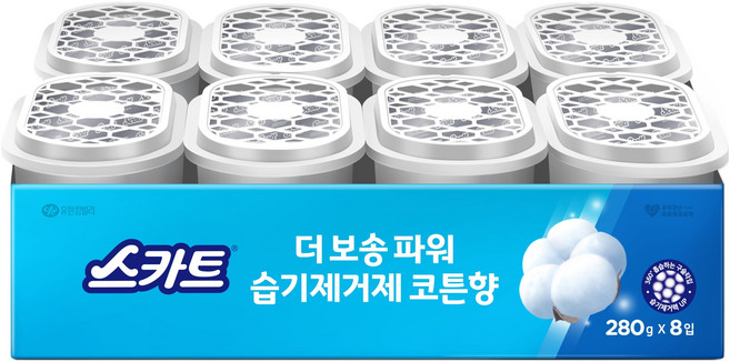 스카트 더 보송 파워 습기제거제 코튼향, 280g, 8개