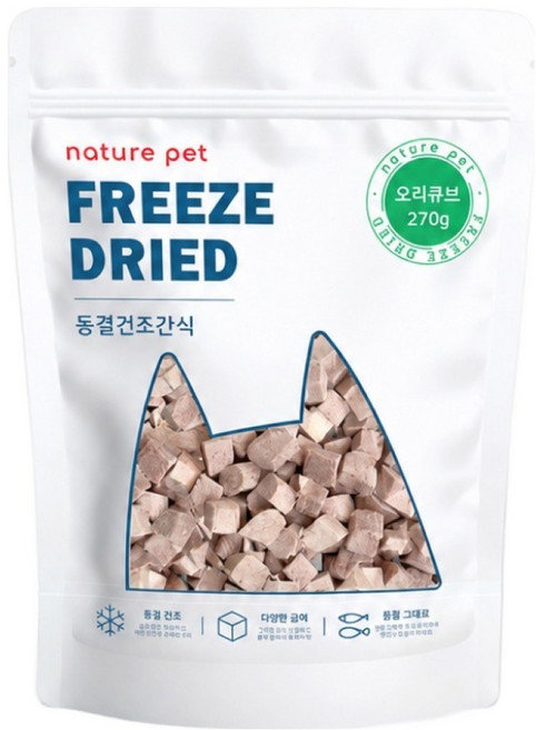 네이처펫 반려동물 동결건조 간식 오리큐브, 오리맛, 270g, 1개