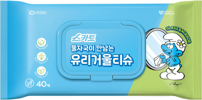 스카트 물자국이 안남는 유리거울 티슈 40p, 1개