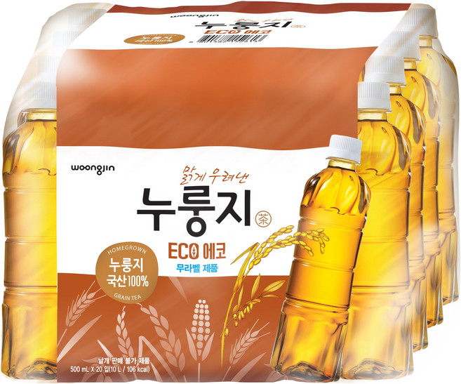 웅진 맑게 우려낸 누룽지차 에코, 500ml, 20개