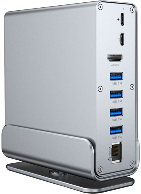 Seekis Type-C 15合1桌面立式HUB轉接器/USB集線器 RJ45 HDMI 筆電轉接頭, 銀色, 1個