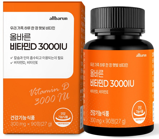 올바른건강식품 비타민 D 3000IU 27g, 1개, 90정