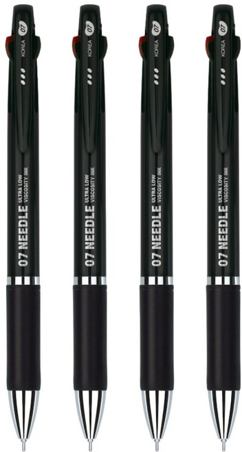 JAVAPEN N Jet 3 Ball M 針尖多功能筆 0.7mm, 黑色, 4個