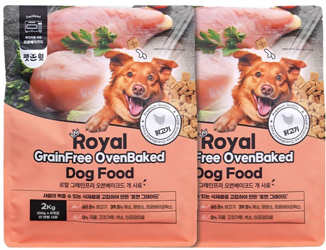 펫스윗 전연령 강아지 로얄 그레인프리 오븐베이크드 건식사료, 1개, 4kg, 닭