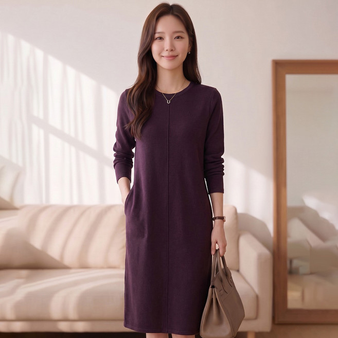 Moirbella 女款寬鬆時尚線條長洋裝 O263-0756, 紫色
