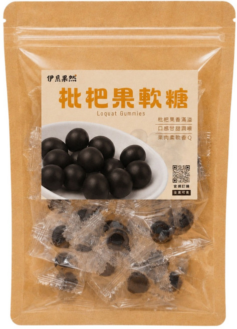 EBE PURE 伊貝果然 枇杷果軟糖, 100g, 1個