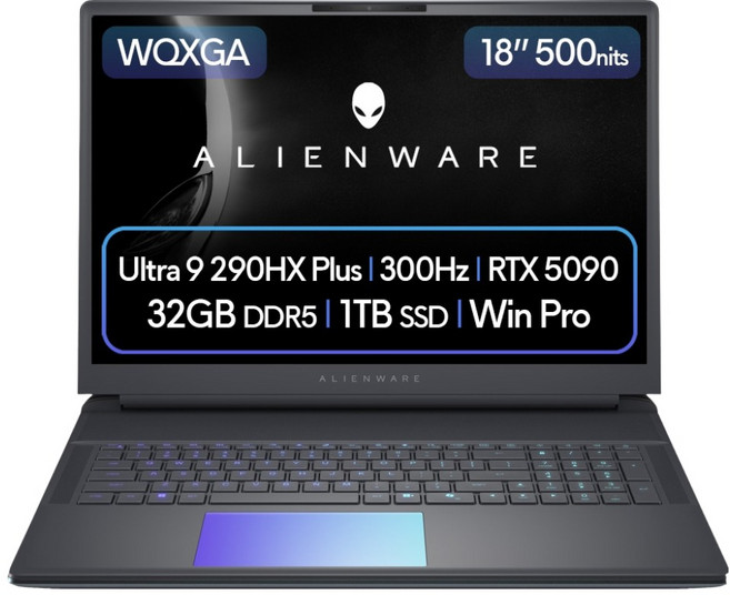 델 2026 에일리언웨어 18 에어리어-51 코어Ultra9 인텔 14세대 지포스 RTX 5090, Liquid Teal, DAA18250K-WP04KR, 1TB, 32GB, WIN11 Pro