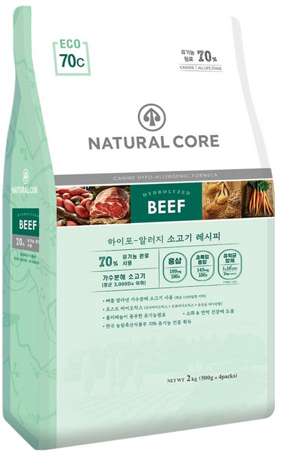 네츄럴코어 강아지 에코70 유기농 70% 사료, 1개, 2kg, 소