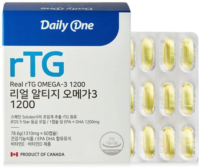 데일리원 리얼 알티지 오메가3 78.6g, 60정, 1개