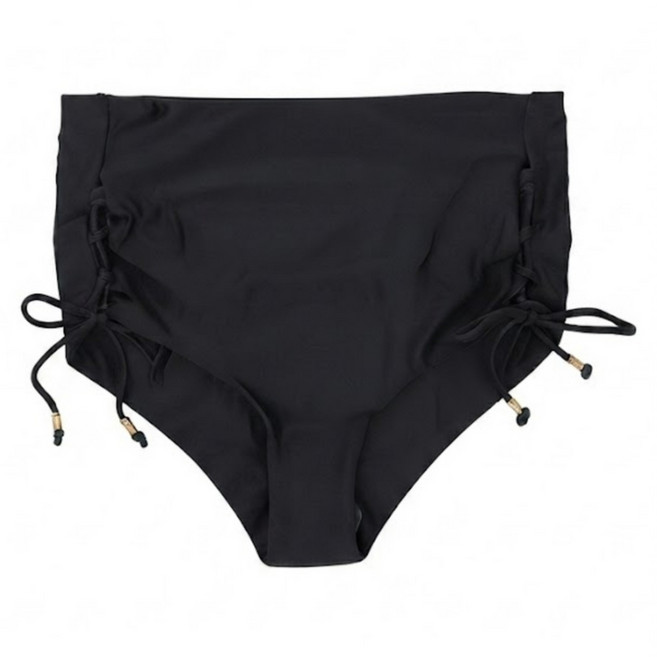 SEASONS BIKINI 台灣製 黑標顯瘦高腰綁帶泳褲 011, 黛黑色