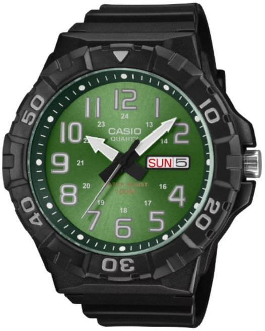 CASIO 卡西歐 大錶面指針系列 MRW-210H-3BVDF, 黑綠色, 1個