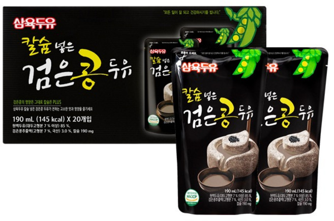 삼육두유 칼슘 넣은 검은콩 두유 파우치, 190ml, 20개
