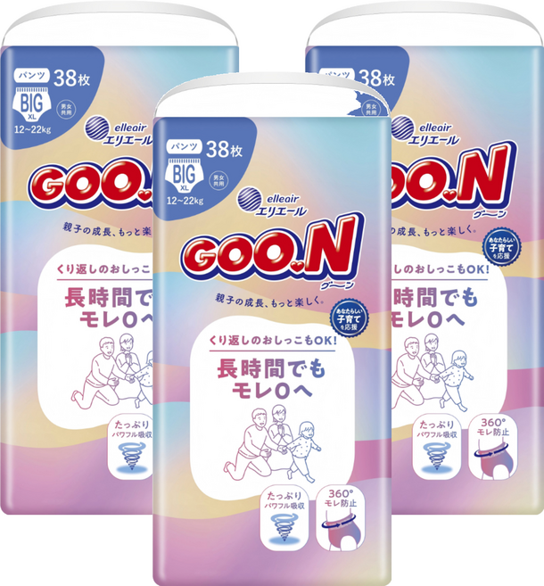 GOO.N 大王 長時間防漏褲型紙尿褲 12~22kg, 114片, XL