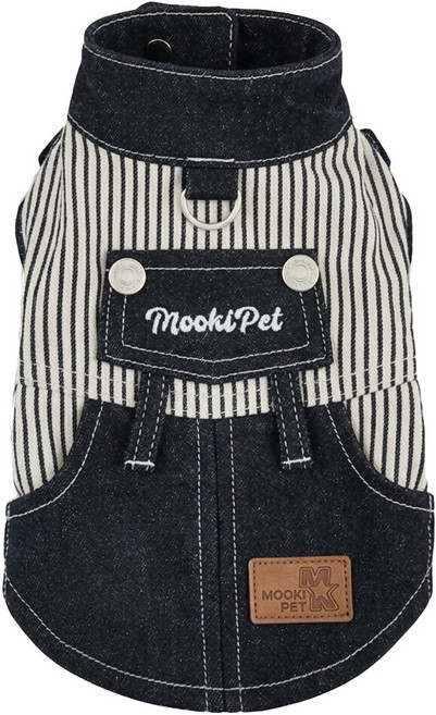 Mooki Pet 立領牛仔馬甲 貓狗通用 MK25092, 條紋撞黑, 1個