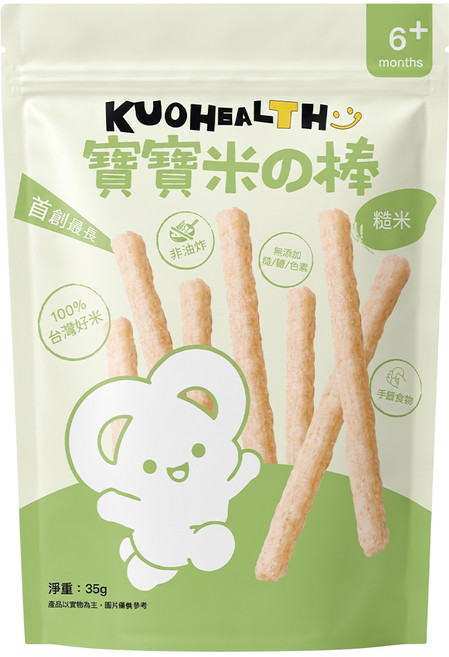 郭老師 寶寶米果棒 糙米口味, 35g, 1個, 純天然