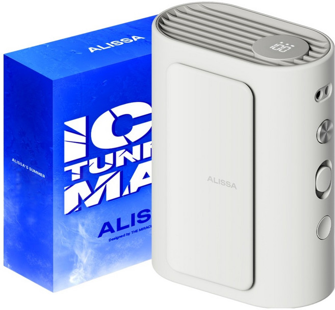 알리사 100단 허리 바디 등 ICE TUNNEL MAX 클립 팬 무선 휴대용 선풍기, 화이트, ABF01