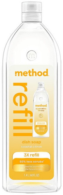 method 美則 極淨效速洗碗精補充瓶 海岸香橙, 1個, 1.4L
