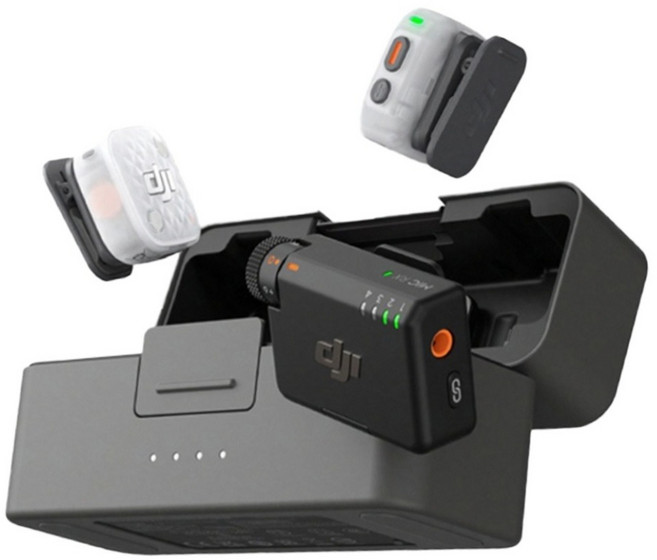 DJI 大疆創新 無線麥克風 1v2 含充電盒 四發一收 超輕巧, 白色, DJI MIC MINI 2S