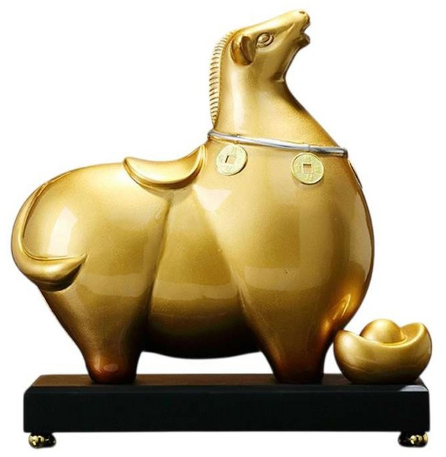 MODACore 摩達客 開運招財 滿金福馬雙擺銅錢元寶擺飾, 金色