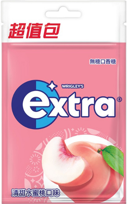 Extra 益齒達 潔淨無糖口香糖 清甜水蜜桃, 62g, 1個