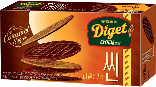 오리온 다이제 씬 비스켓 카라멜슈가맛 9p, 1개, 252g