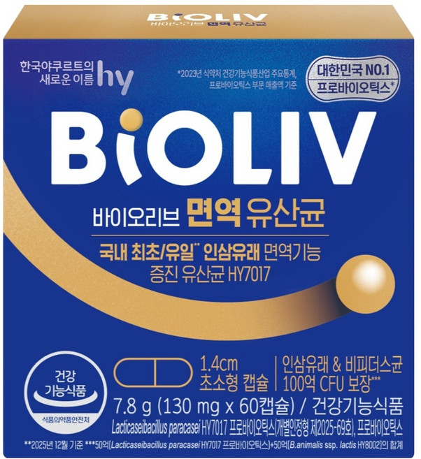 바이오리브 100억 면역 유산균 7.8g, 1개, 60정