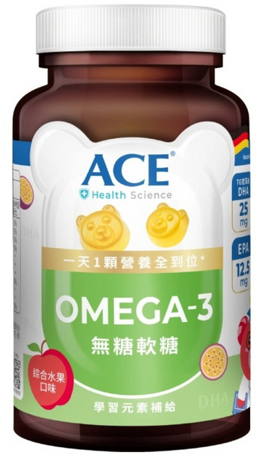 ACE 無糖OMEGA-3軟糖, 90g, 1個