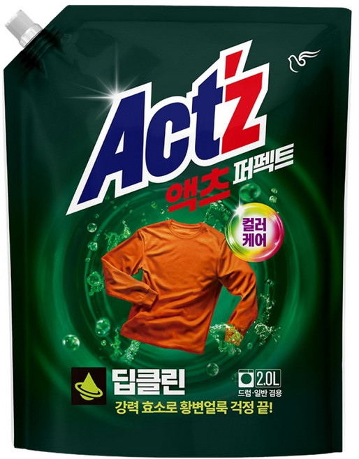 액츠 퍼펙트 딥클린 액상세제 리필, 2L, 1개