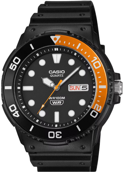 CASIO 卡西歐 旋轉錶圈的海洋風格運動戶外指針錶 MRW-230H-1E4VDF, 黑色 + 橘色, 1個