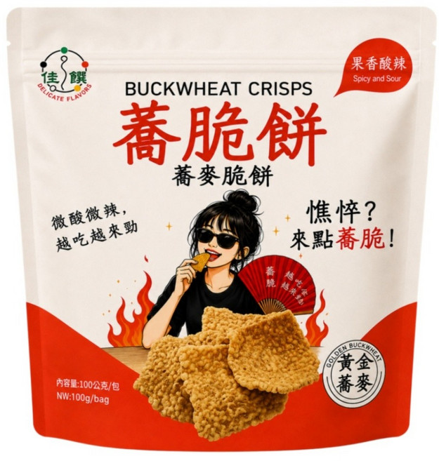 佳饌 黃金蕎脆鍋餅 果香酸辣味, 100g, 1個