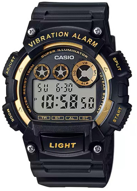CASIO 卡西歐 多元STANDARD電子系列 運動戶外手錶 W-735H-1A2VDF, 黑色 + 金色, 1個
