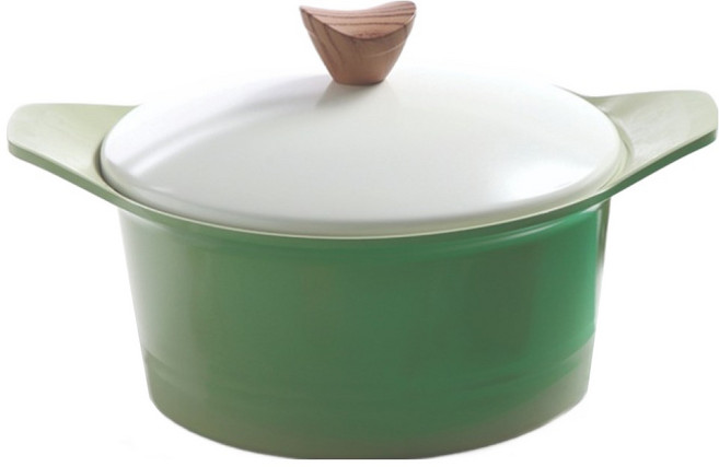 셰프라인 인덕션 마카롱 세라믹 코팅 IH 양수냄비, 그린, 1개, 24cm